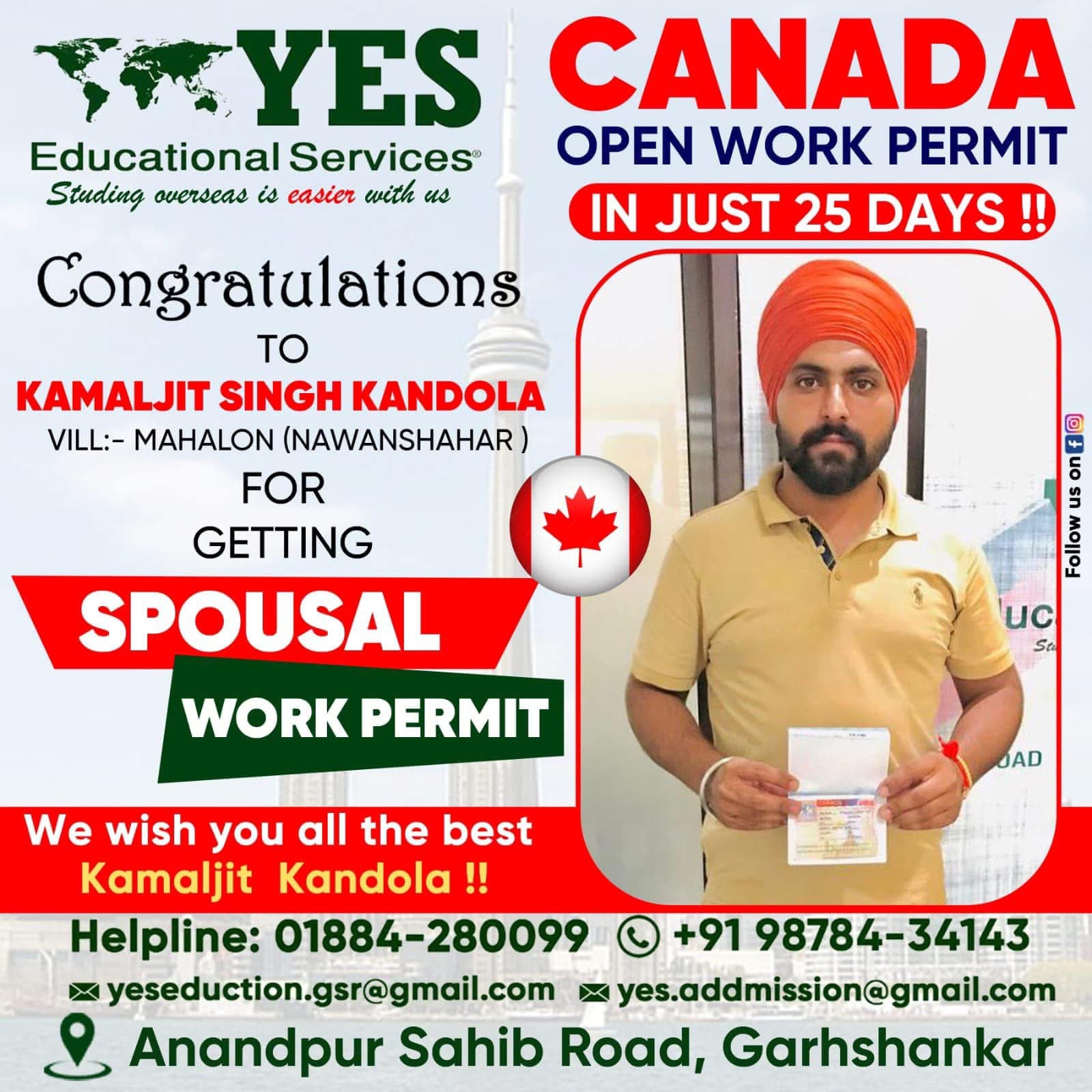 Visa success celebration at Yes Educational Services
