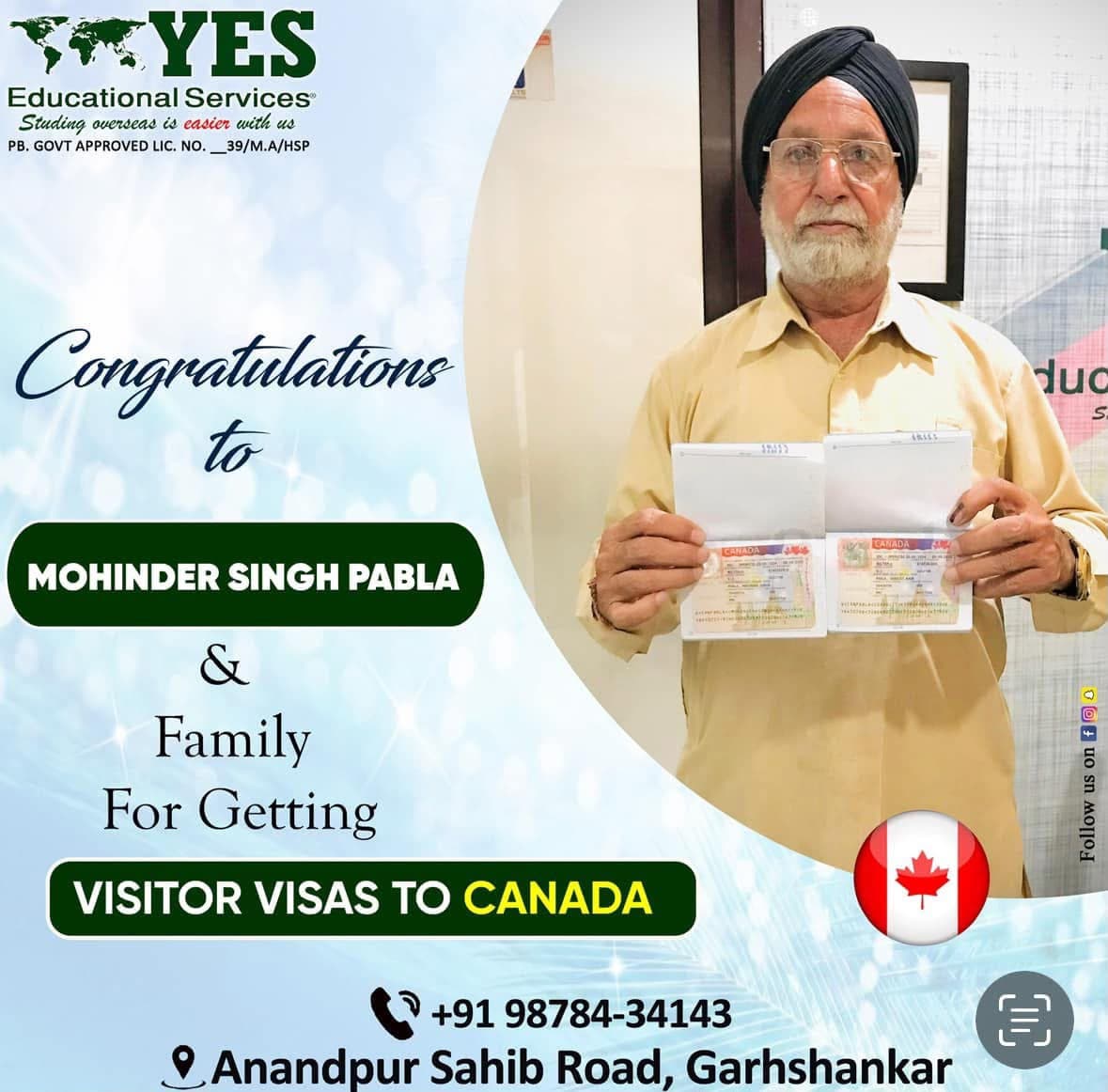 Visa success celebration at Yes Educational Services