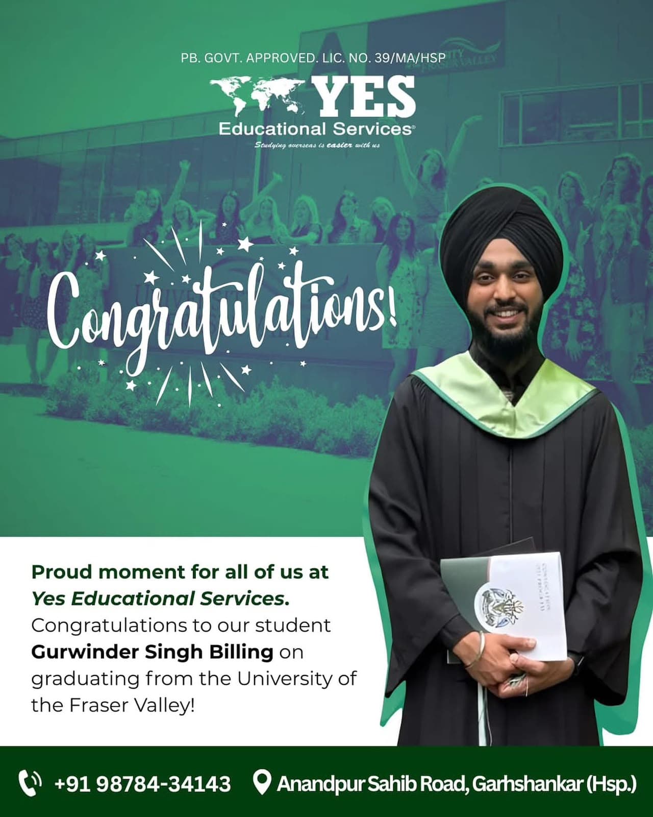 Visa success celebration at Yes Educational Services